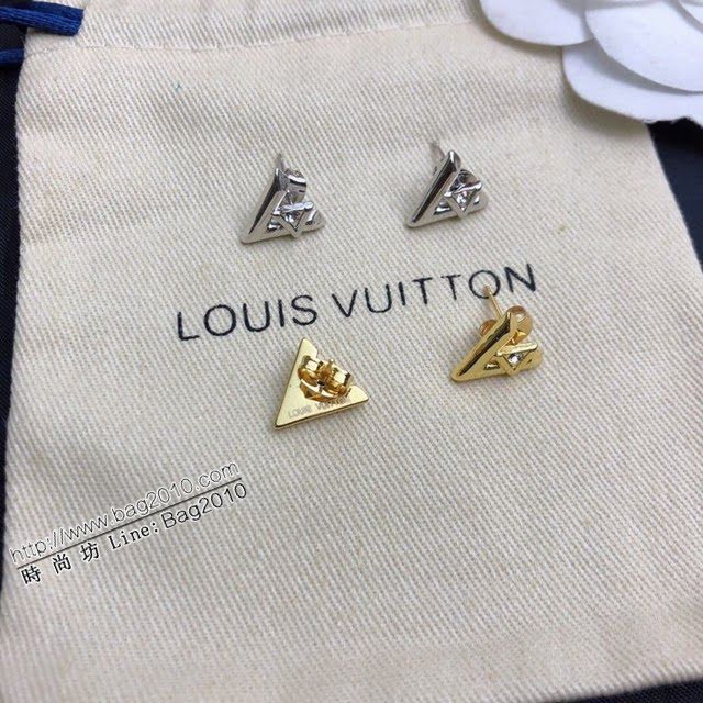 Louis Vuitton新款飾品 路易威登經典字母v單鑽耳釘 LV簡約字母耳環  zglv2193